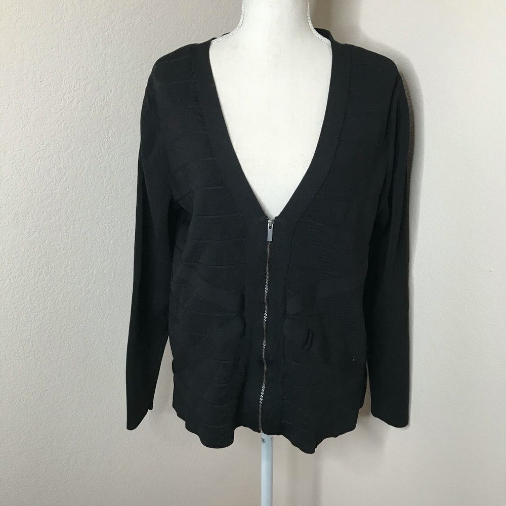 Lane Bryant zip front black cardigan